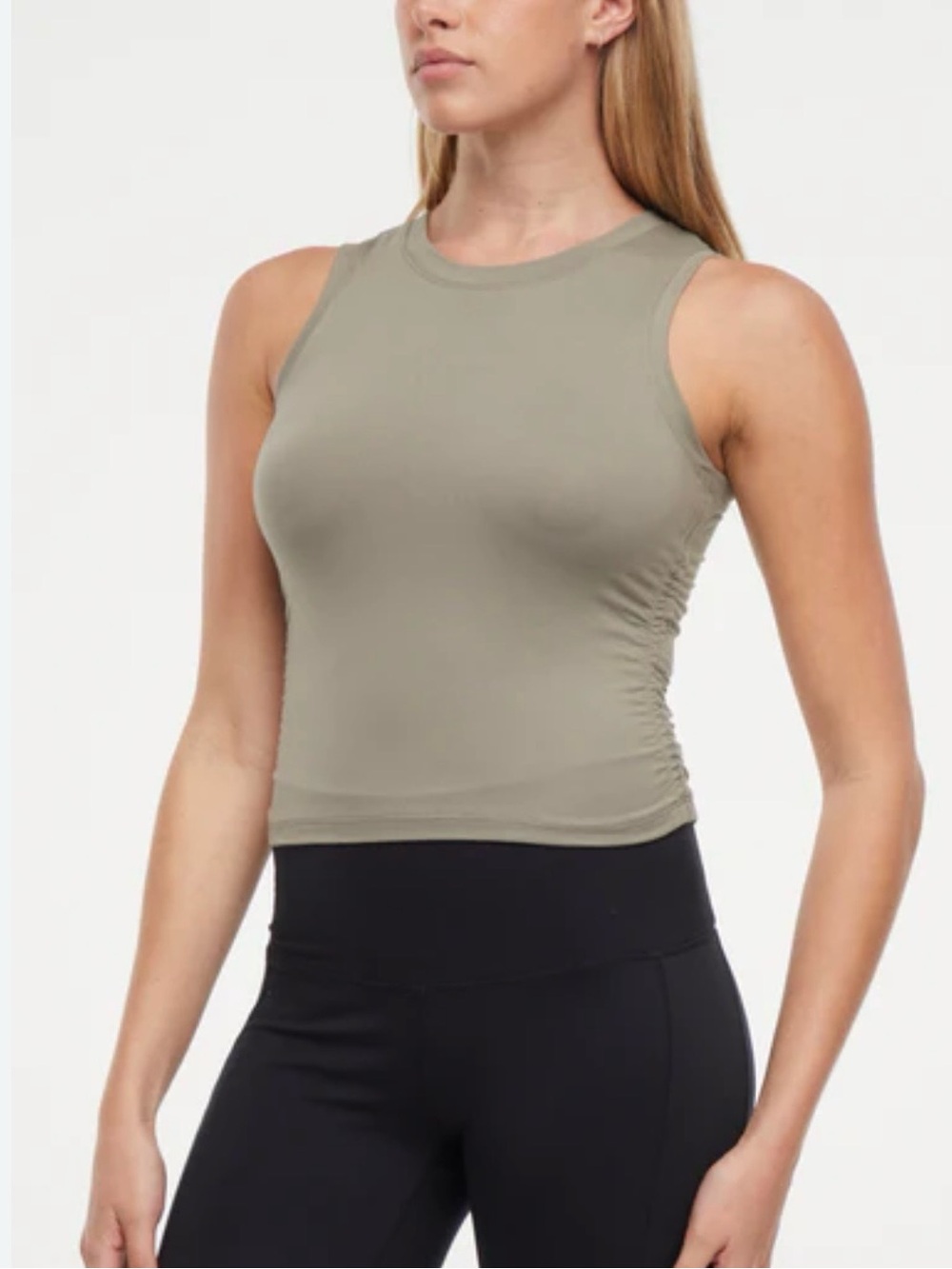 Zobha Sleeveless Ruched Side Tank